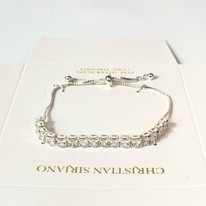 Christian Siriano Adjustable Tennis Bracelet Clear Cubic Zirconia Silver Plated